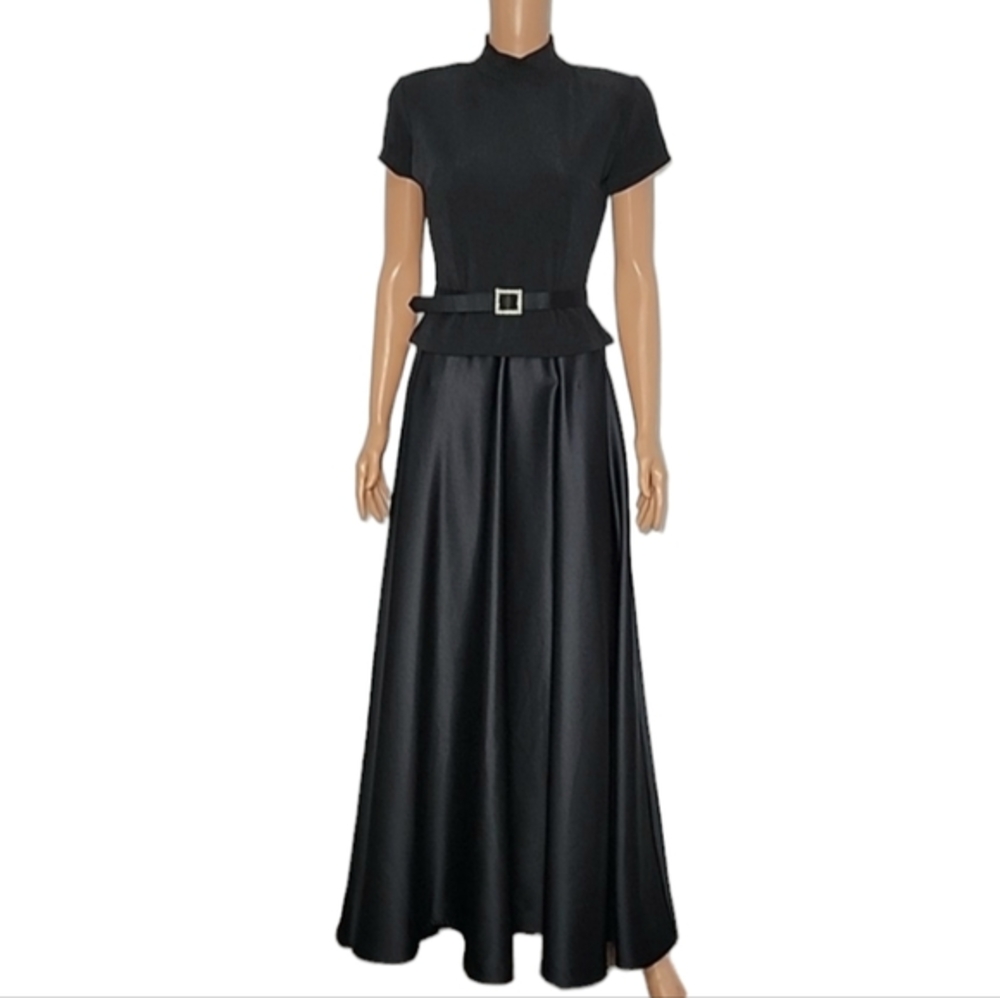 Bari Jay Maxi Dress black Full Length Short Sleeve Size 5/6 Small